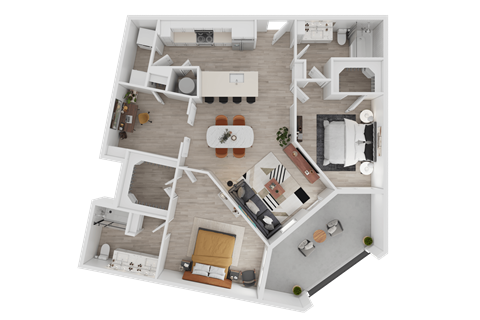 3D Floorplan of Unit B4